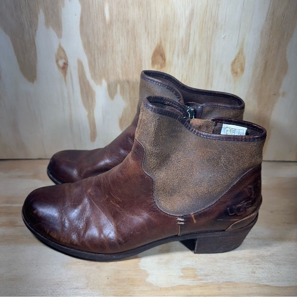 UGG Penelope Two-Tone Brown Ankle Booties Women’s Size 11